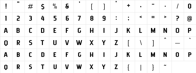 Pittsbrook Sans Regular  glyph index