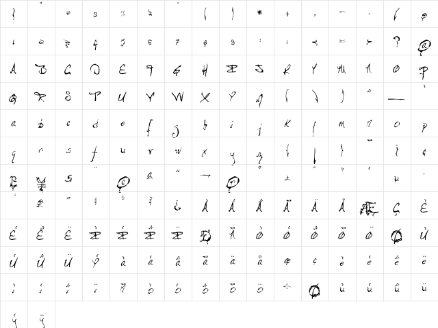 Dueodix Regular  glyph index