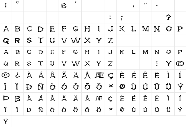 FZ UNIQUE 5 EX Normal  glyph index