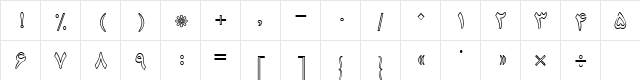 B Nazanin Outline Regular  glyph index