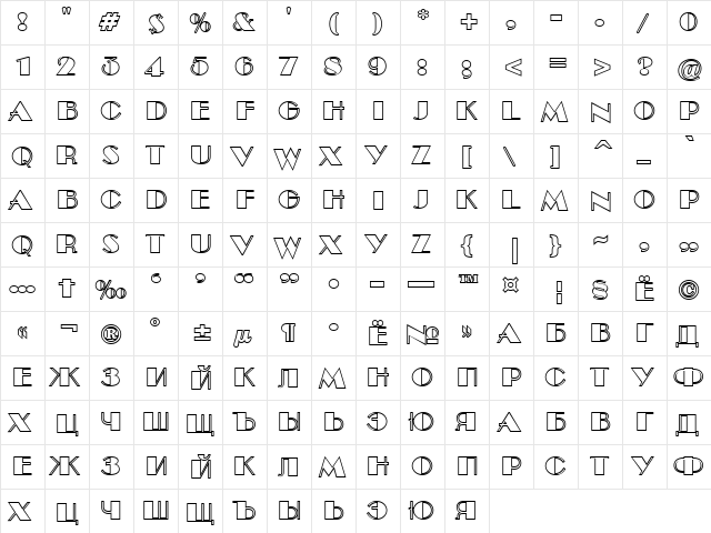 a_BentTitulOtl Regular  glyph index