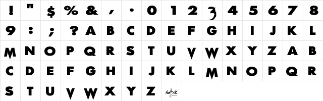 Scream Real Regular  glyph index