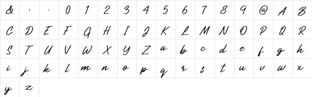 Callina Regular  glyph index