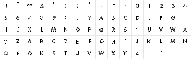 DXS Futura Inline Regular  glyph index
