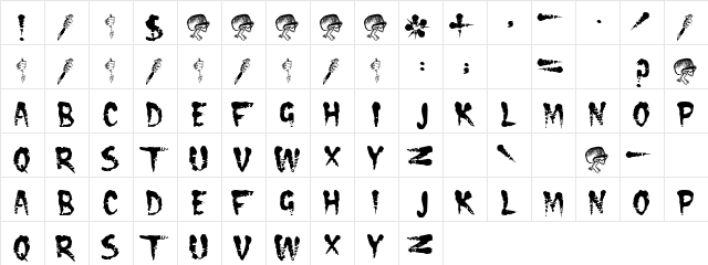 Glitter Fire Regular  glyph index