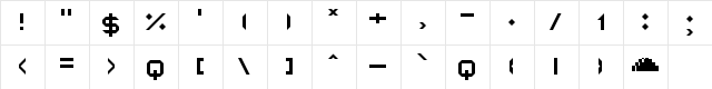Octapost NBP Regular  glyph index