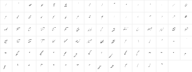 William Letter Signature DEMO Regular  glyph index