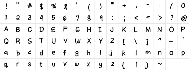 RowisHandwriting Medium  glyph index