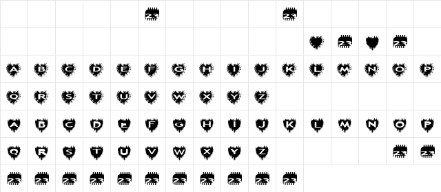 Zone23_Two Kinds of Love Normal  glyph index