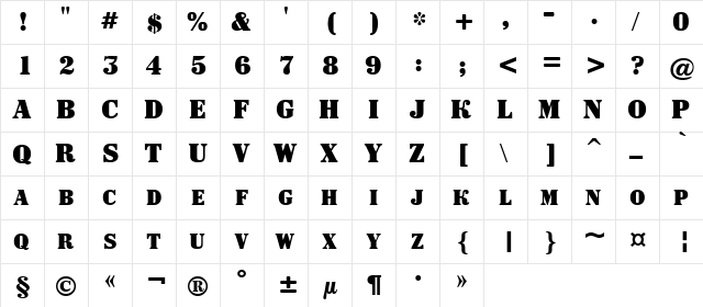 a_SignboardCps Bold  glyph index