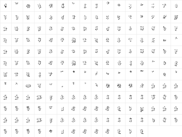 Earthshake 3D Regular  glyph index