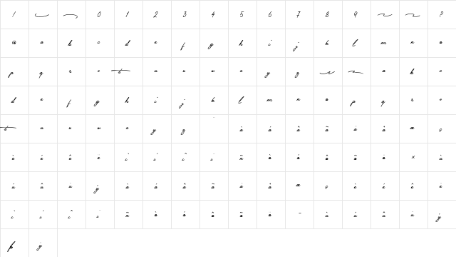 Timelines Regular  glyph index
