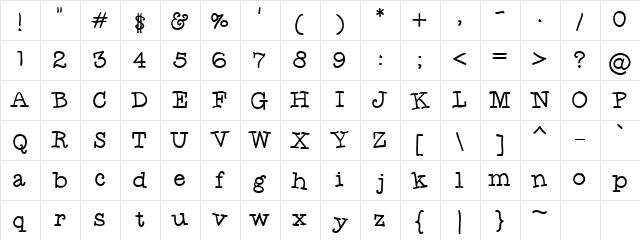 LDJ  Knuckle Type Regular  glyph index