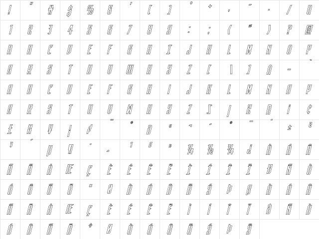 Dark Dominion Outline Italic Outline Italic  glyph index