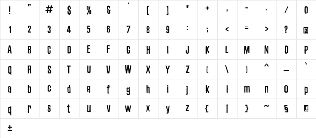 Zubajda Rg Regular  glyph index