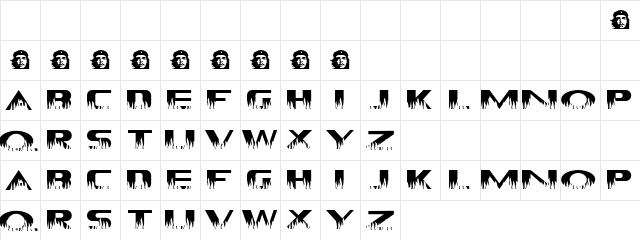 Cheesy Yoe Regular  glyph index