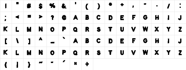 Spooky Regime Regular  glyph index
