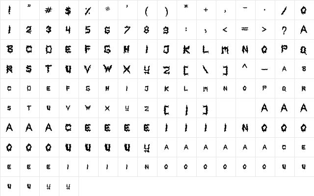 Slabs Regular  glyph index