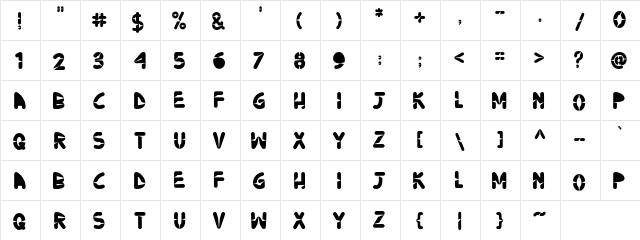 Ninjos Regular  glyph index