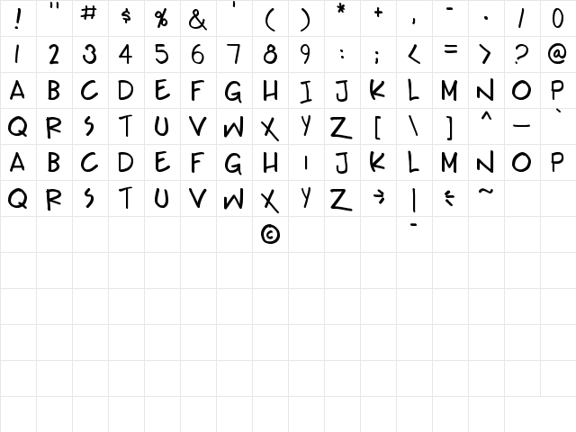 Teabeer Custom Regular  glyph index