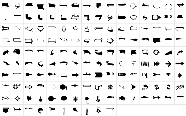 ArrowMatic Regular  glyph index