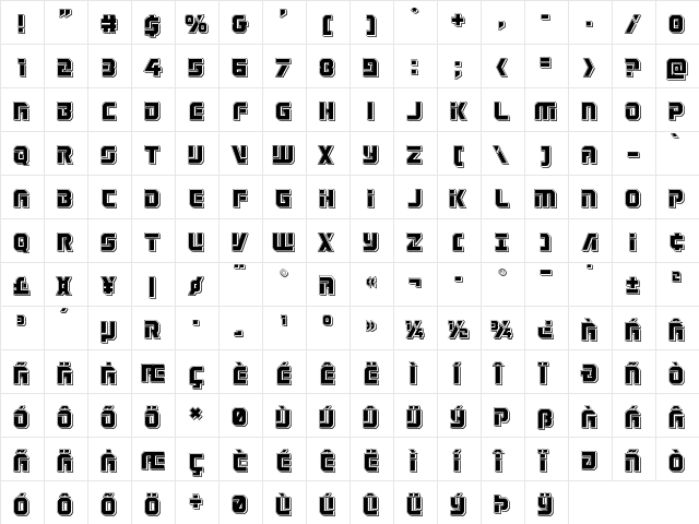 Legio Sabina Punch Regular  glyph index