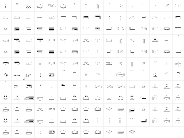 Free Agent 3D Regular  glyph index