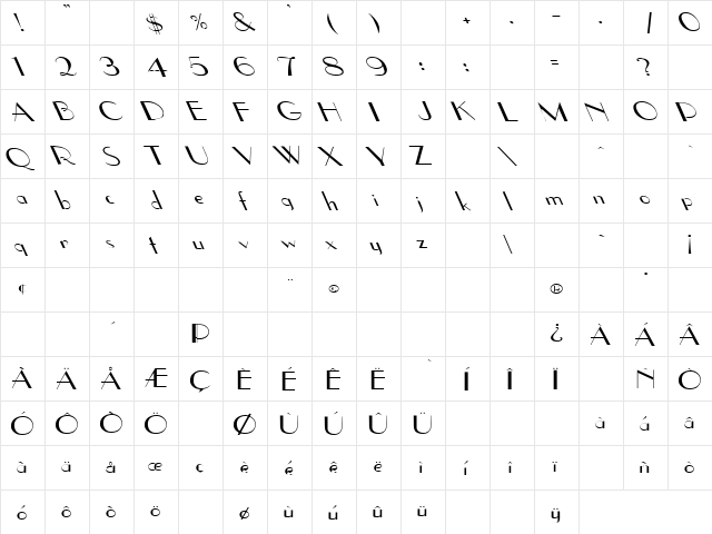 Coke 13 Regular  glyph index