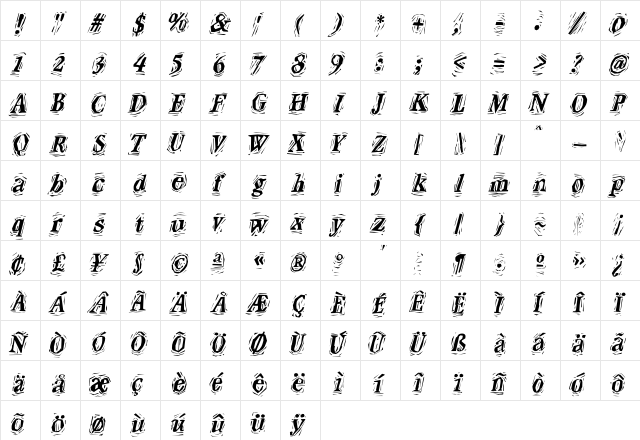 Craft Black  glyph index