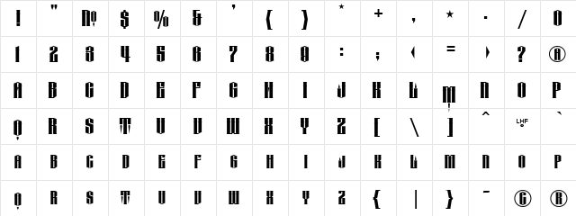 LHF Conclave SHARP reg Regular  glyph index