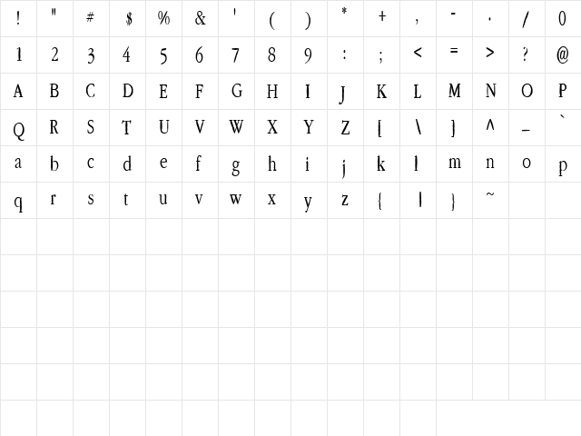 Lefferts Corners Regular  glyph index