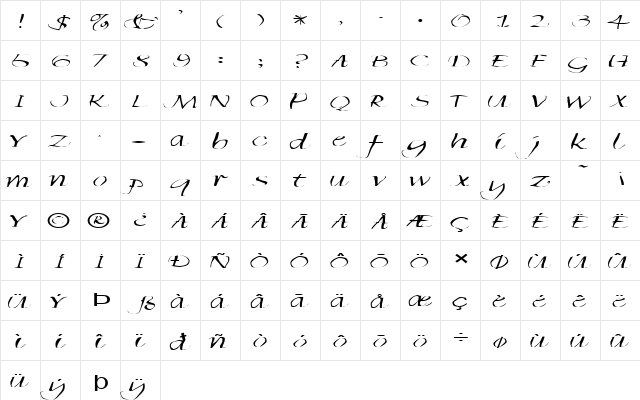 FZ WARPED 35 EX Normal  glyph index