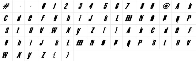 Swis AntiNormal Condensed Normal  glyph index
