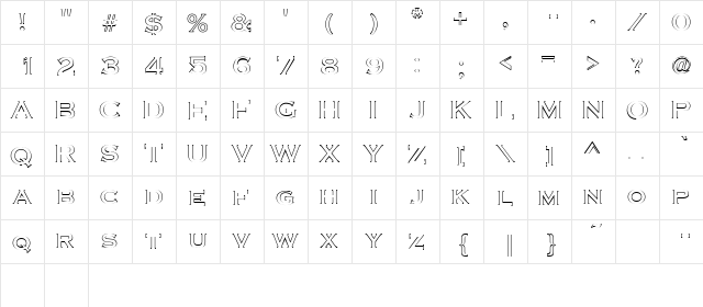CASSIDY Regular  glyph index