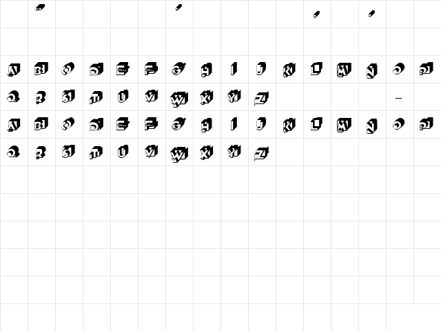 GE Dimensions Regular  glyph index