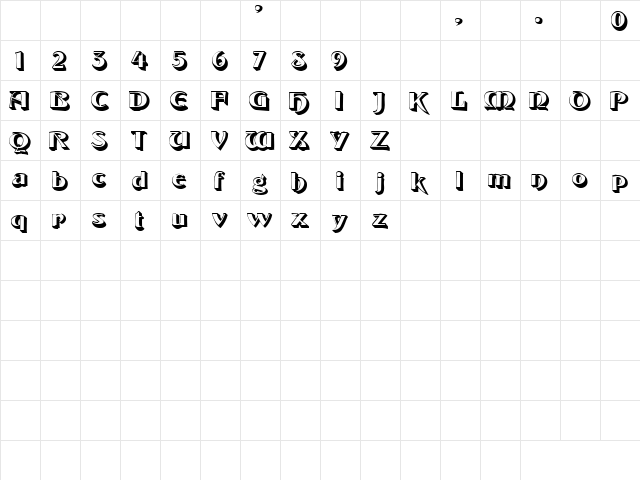 Diner 3 Regular  glyph index