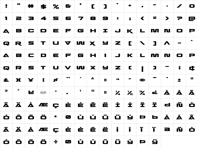 Quark Storm Expanded Expanded  glyph index