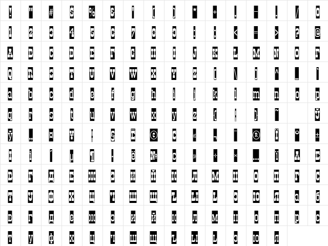 TraktirCameo Normal  glyph index