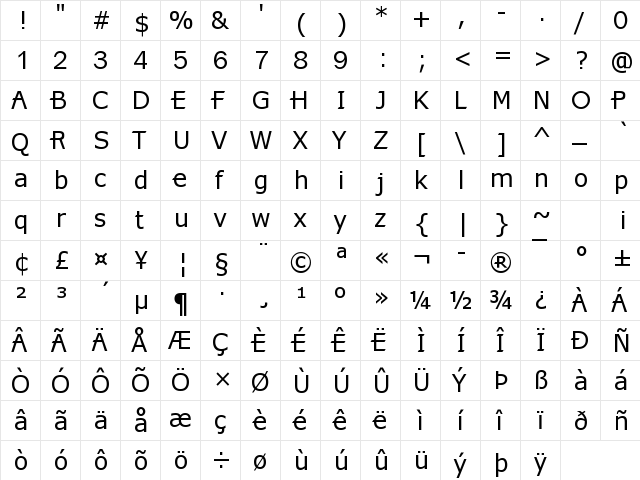 X360 by Redge Regular  glyph index