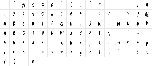 Bondie Regular  glyph index
