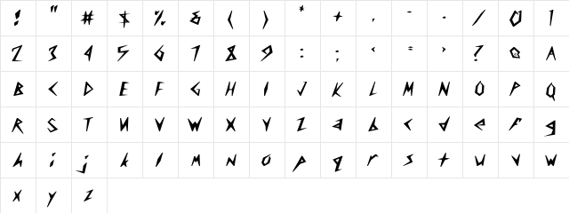 CuneiFont-Light Bold Bold  glyph index