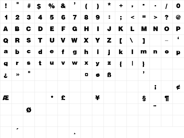 Communication25 Regular  glyph index