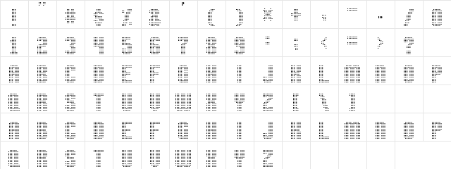 Morse Code Regular  glyph index