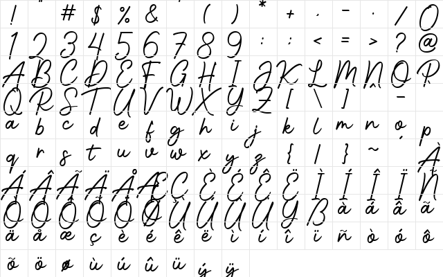 Photoshoot Regular  glyph index