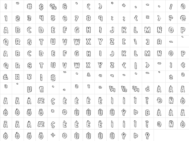 Terror Babble Engraved Regular  glyph index