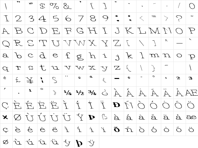Egg Regular  glyph index