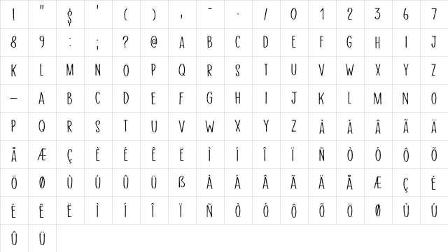 Aceituna DEMO Regular  glyph index