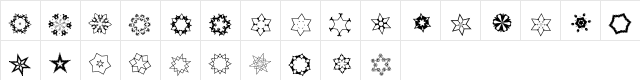 Mahogany's Starlet Regular  glyph index