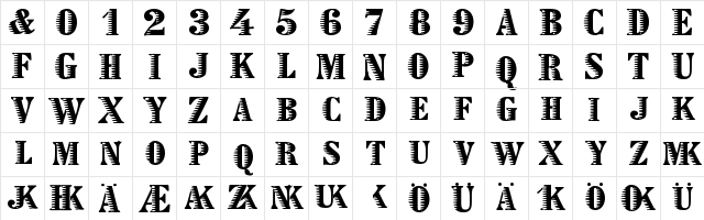 Zebraesq Regular  glyph index