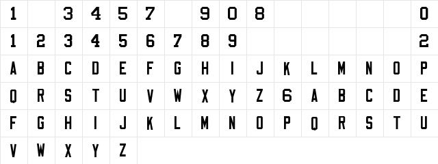 NFL Varsity Block C Regular  glyph index